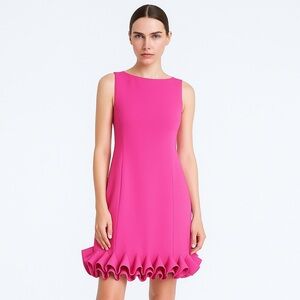 EUC Sleeveless Hot Barbie Pink Nicole Miller Structured Mini Dress Size 8